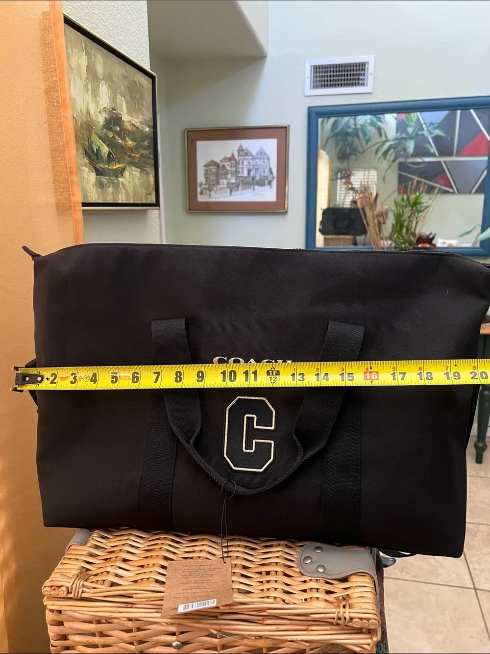 Coach Black Duffel Bag with Gold Logo